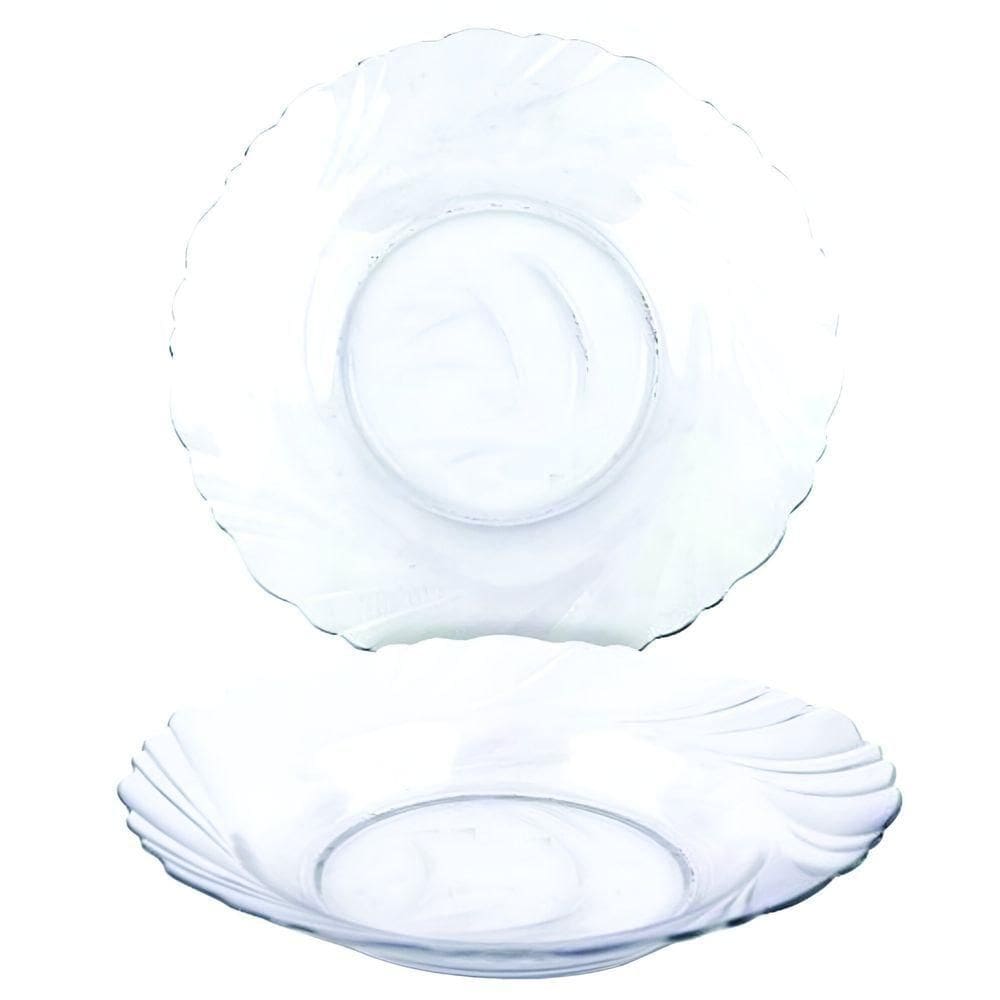 Kit Jogo Pratos Fundo Sopa Transparente 8 Peças 22,5cm