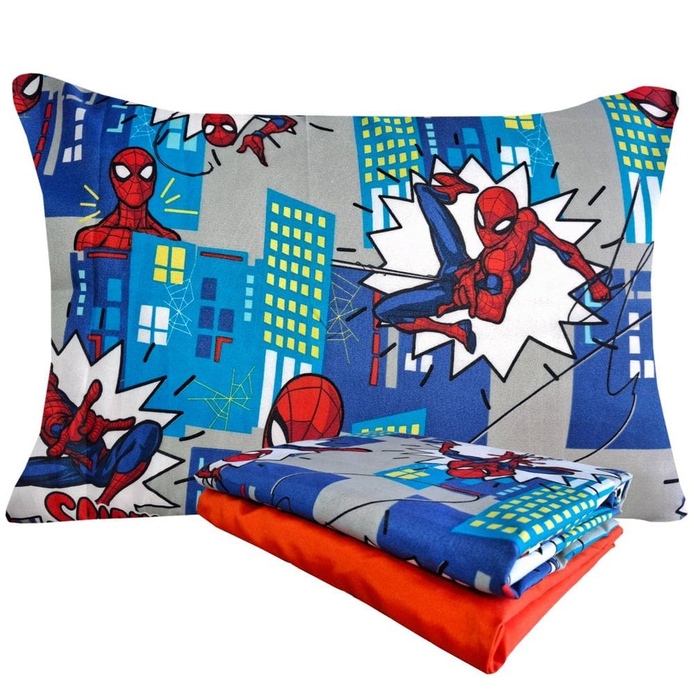 Jogo de Cama Infantil Spider Man Microfibra Solteiro Estampado 1,40 m x 2,20 m Com 3 pecas Lepper
