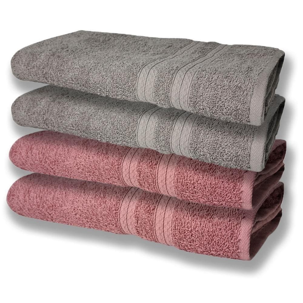 4 Toalhas Super Felpudas Grande E Grossa Algodão 80x150 Itália Soft Beka Cinza rosê