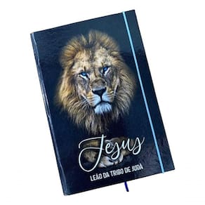 Caderno Sketchbook Grande Capa Religião Leão Jesus 21x14cm Miolo Com Pauta Para Escrever