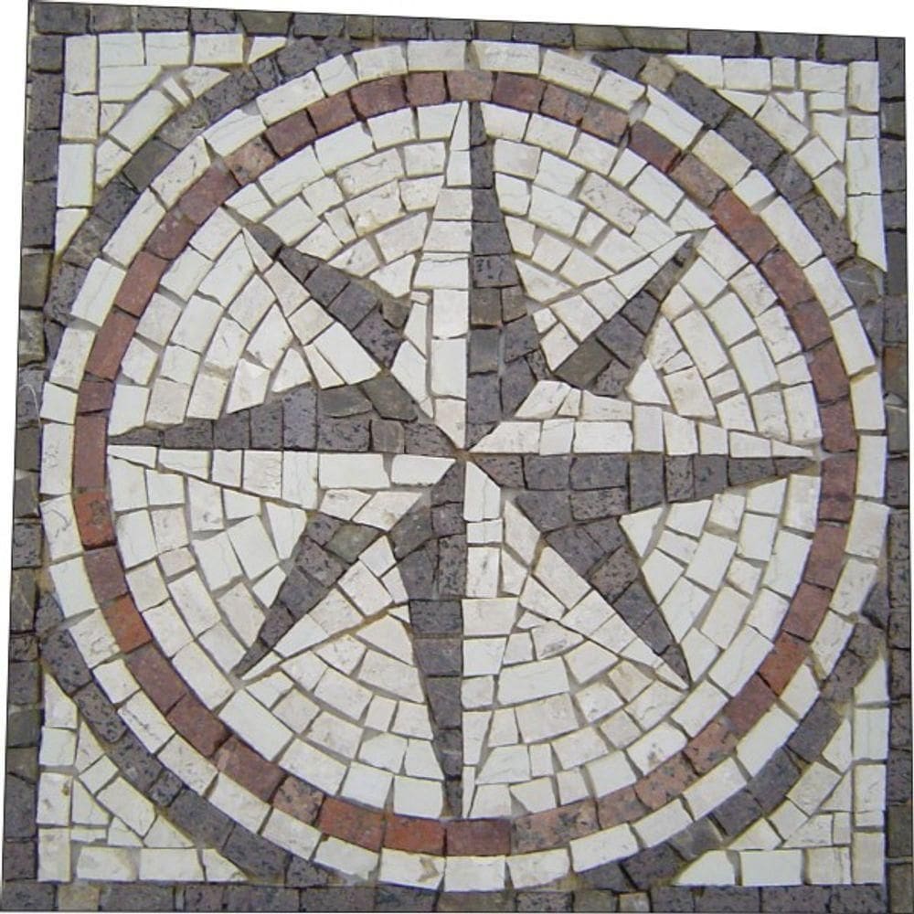 Rosa Dos Ventos Em Mosaico Rosone Fiorentino I Rústico Tamanho 150cm