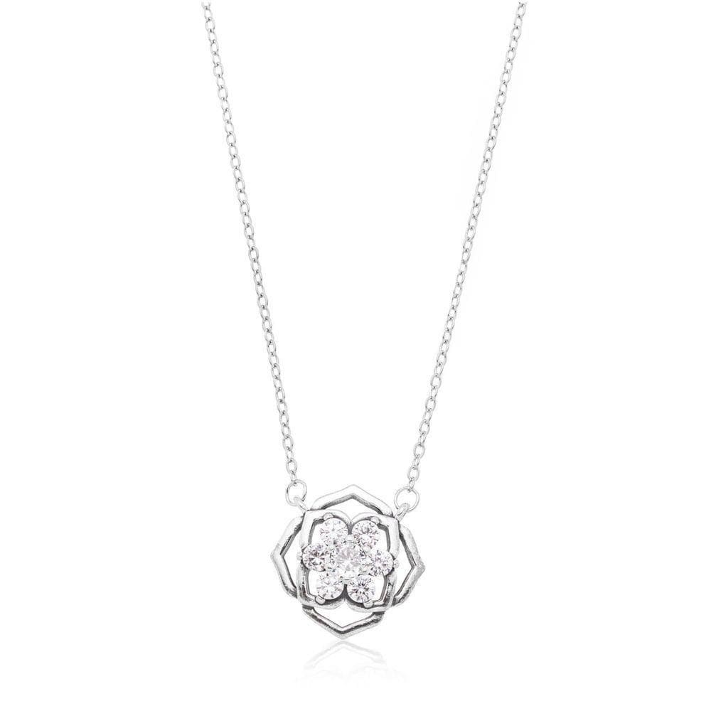Colar Delicado Feminino Flor Prata 925