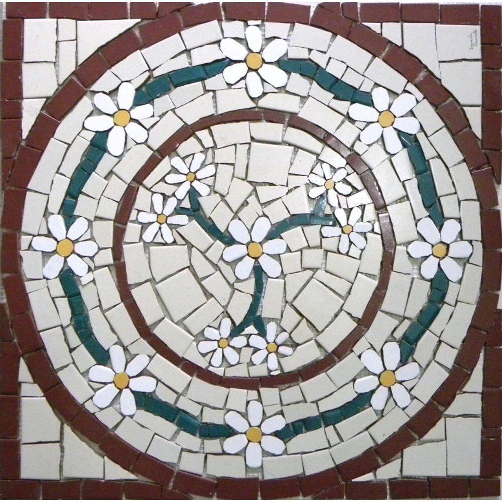 Mandala Mosaico Floral Venezia Cerâmico Quadrado Tamanho 60cm