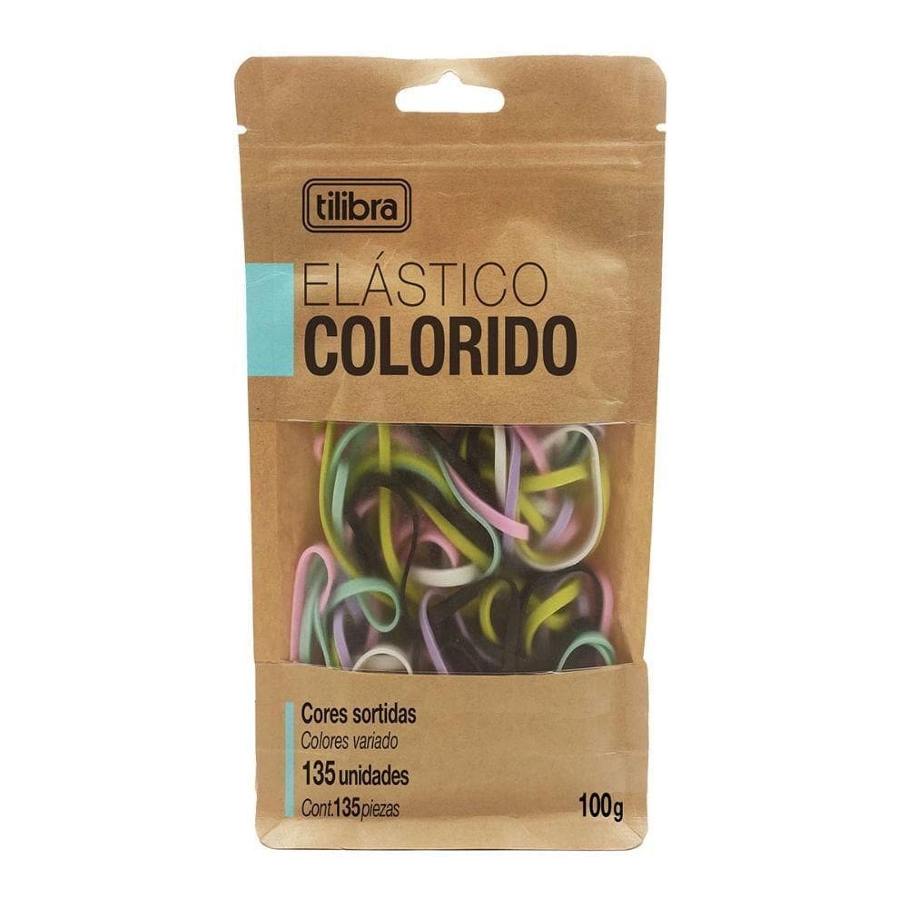 Elástico Colorido - Kraft Bag Com 135 Unidades Tilibra