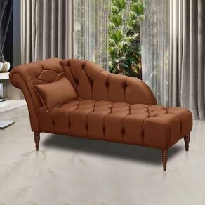 Chaise Longue Divã Montreal Veludo 160cm Speciale Home Terracota