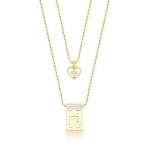 Colar Escapulário Fé Duplo Banhado A Ouro 18k