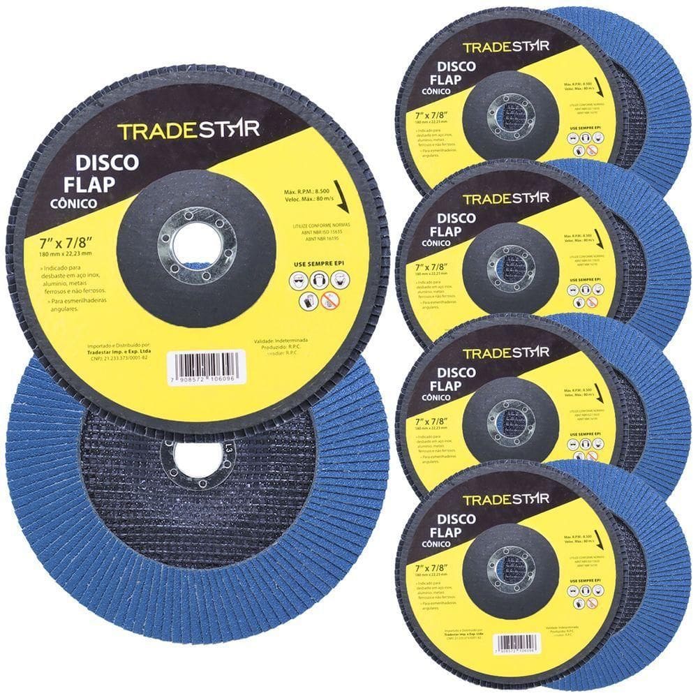 Kit Disco De Lixa Flap 7 Pol Grão 60 P/ Lixadeira 10 Un