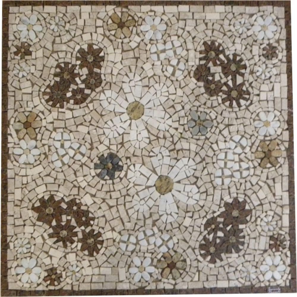 Mandala Mosaico Floral Tapete Jardim Florido Tamanho 100cm