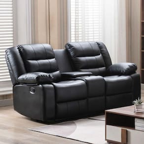 Poltrona Reclinável Manual De Cinema Hollywood 2 Lugares Baú-massagem-aquecimento Preto G31