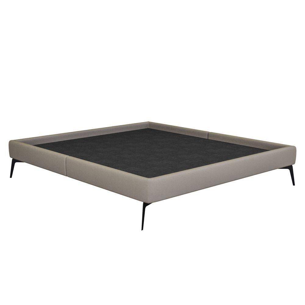 Cama Casal 145cm Pés Metálicos Elisa S05 Linho Bege