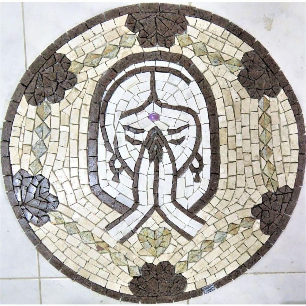 Mandala Indiana Piso Mosaico Meditação Tamanho 120cm