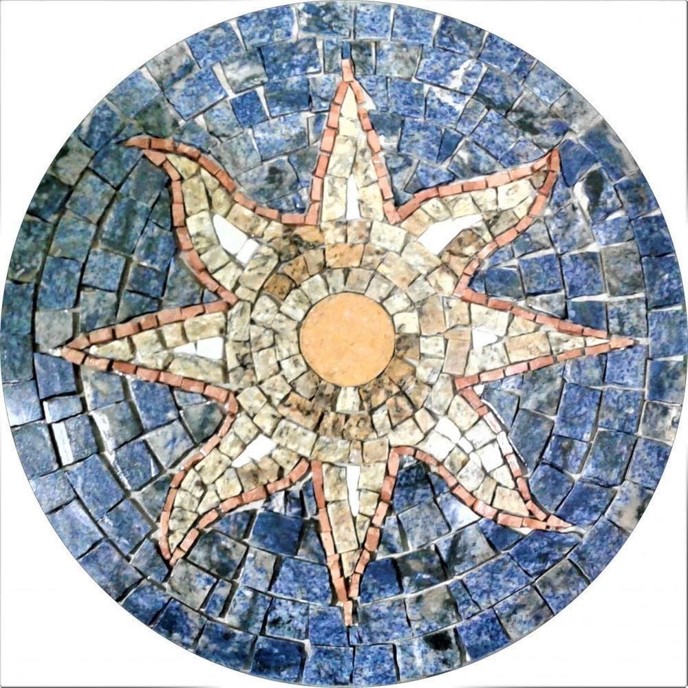 Rosone Mosaico Contemporâneo Sol Em Mosaico I Tamanho 120cm