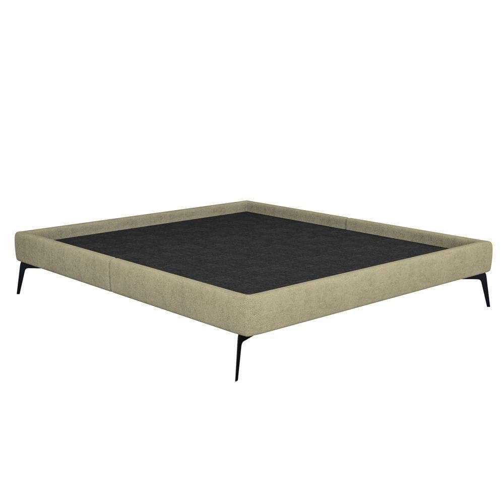 Cama Casal 145cm Pés Metálicos Elisa S05 Veludo Bege