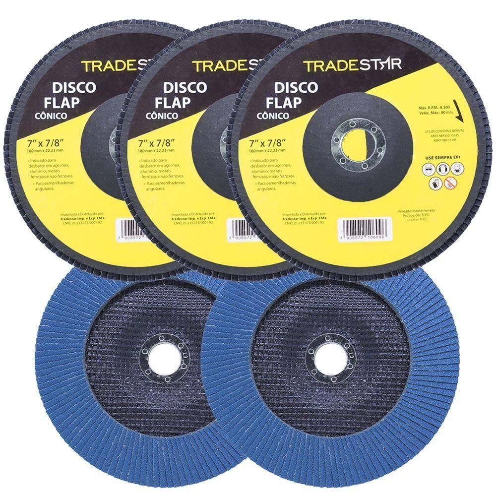Kit Disco De Lixa Flap 7 Pol Grão 50 P/ Lixadeira 05 Un