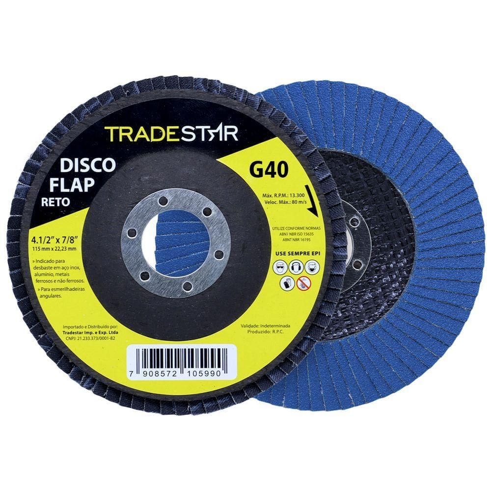 Disco De Lixa Flap Reto 4.1/2 Grão 40 P/ Lixadeira 01 Un