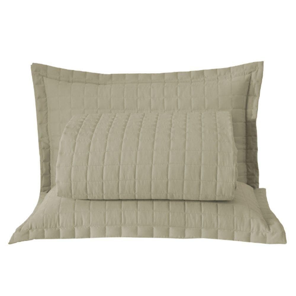 Kit Cobre Leito Colcha Monaco Queen Dupla Face 3 Peças - Cáqui