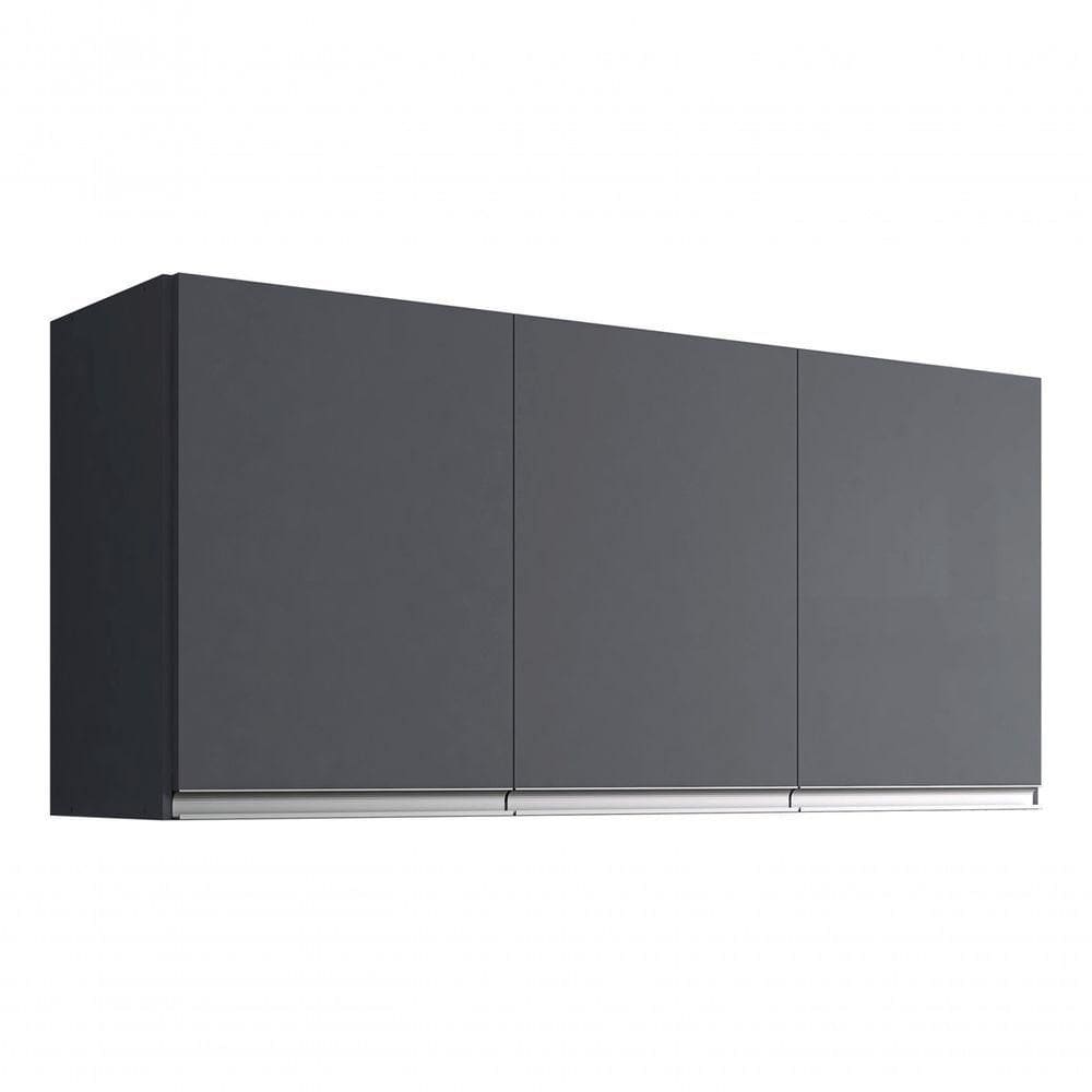 Armário Módulo Aéreo Andreia 120cm 3 Portas - Ajl Móveis Cinza-escuro