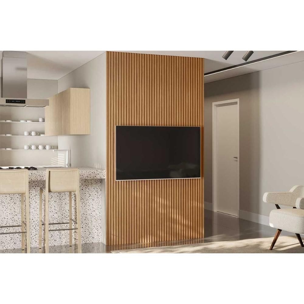 Módulo Ripado 140cm p/ Painel de Sala Nature Fosco - Linea Brasil