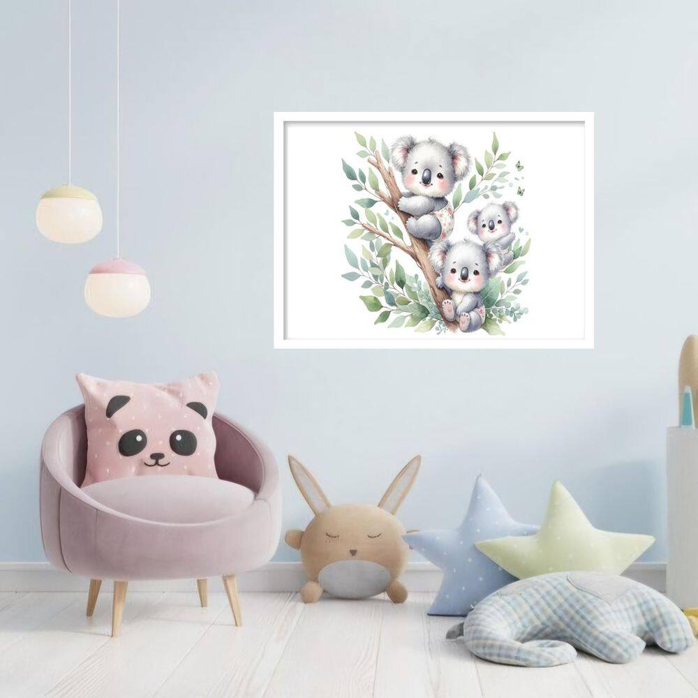 Quadro Decorativo Babys Coalas Árvore - 50X70Cm