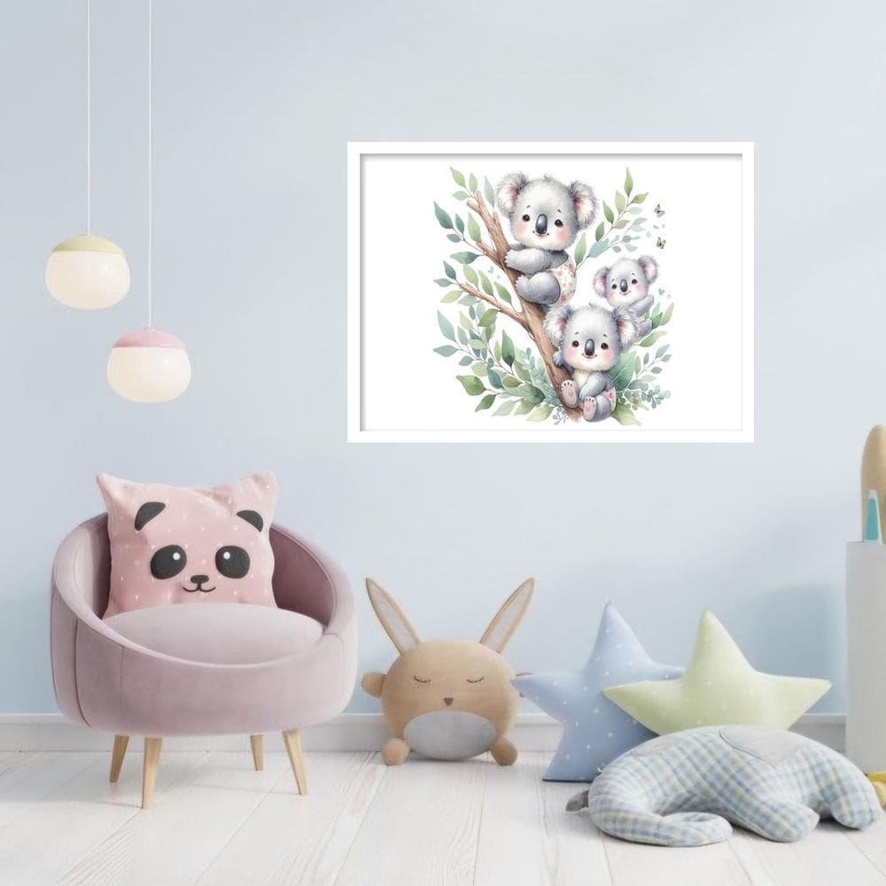 Quadro Decorativo Babys Coalas Árvore - 50X70Cm