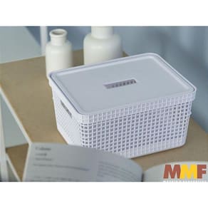 Cesto Organizador Grid Com Tampa 8 Litros - Branco Oceano