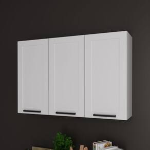 Armário Aéreo para Cozinha 120cm 3 Portas 100% MDF Branco CZ3310