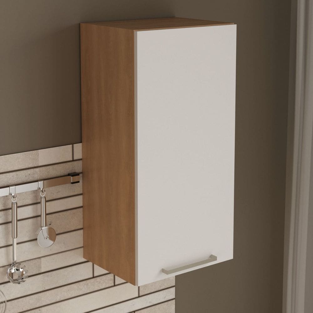 Armário Aéreo Multiuso para Cozinha 40cm 1 Porta  Freijó Branco CZ3118