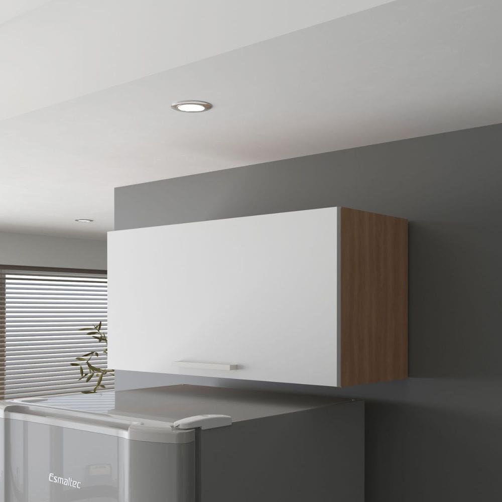 Armário Aéreo para Cozinha 80cm 1 Porta Basculante  Freijó Branco CZ3119