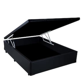 Base Box Baú Casal Sintético Preta - 39x138x188
