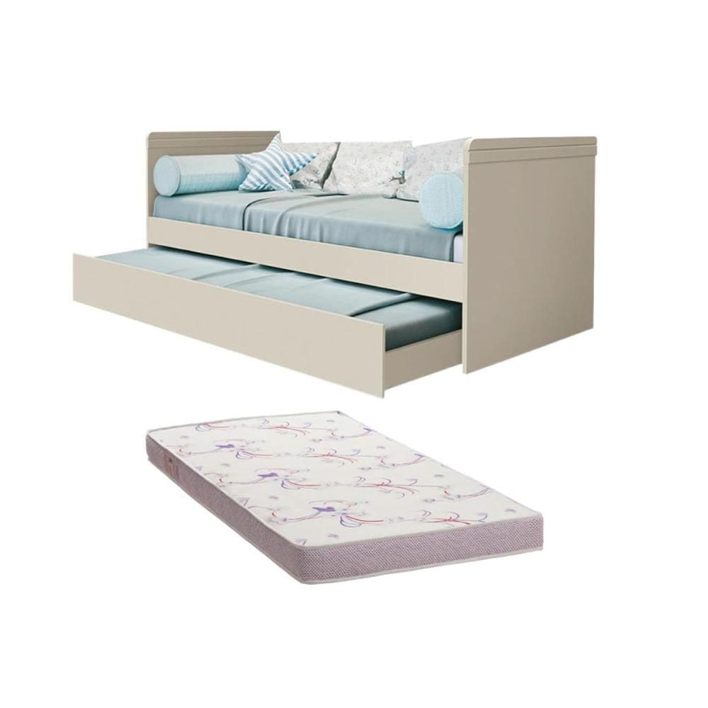 Bicama Nuth Reller Solteiro Babá com Colchão 188x88 cm