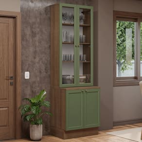 Kit Balcão + Cristaleira 70 cm Rustic/Verde Vik Madesa 02