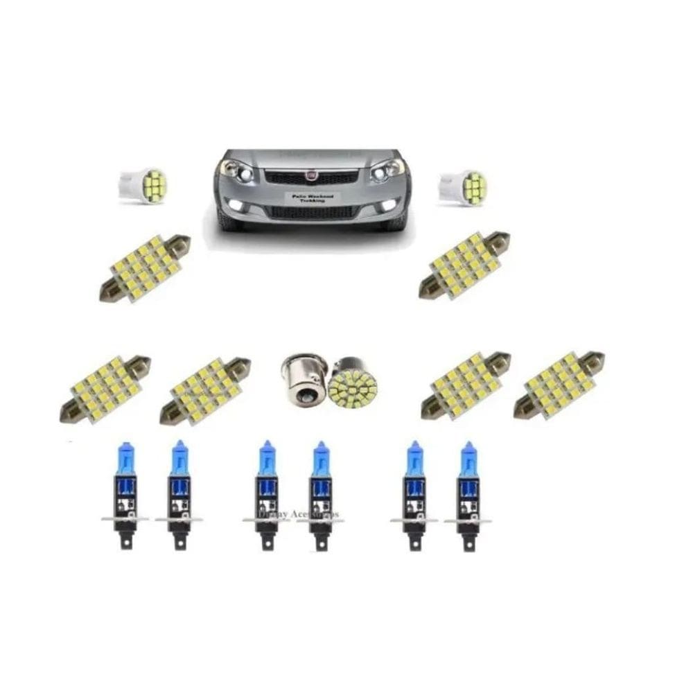 Led Palio Weekend G4 Farol/Milha Kit Lampada Super Branca