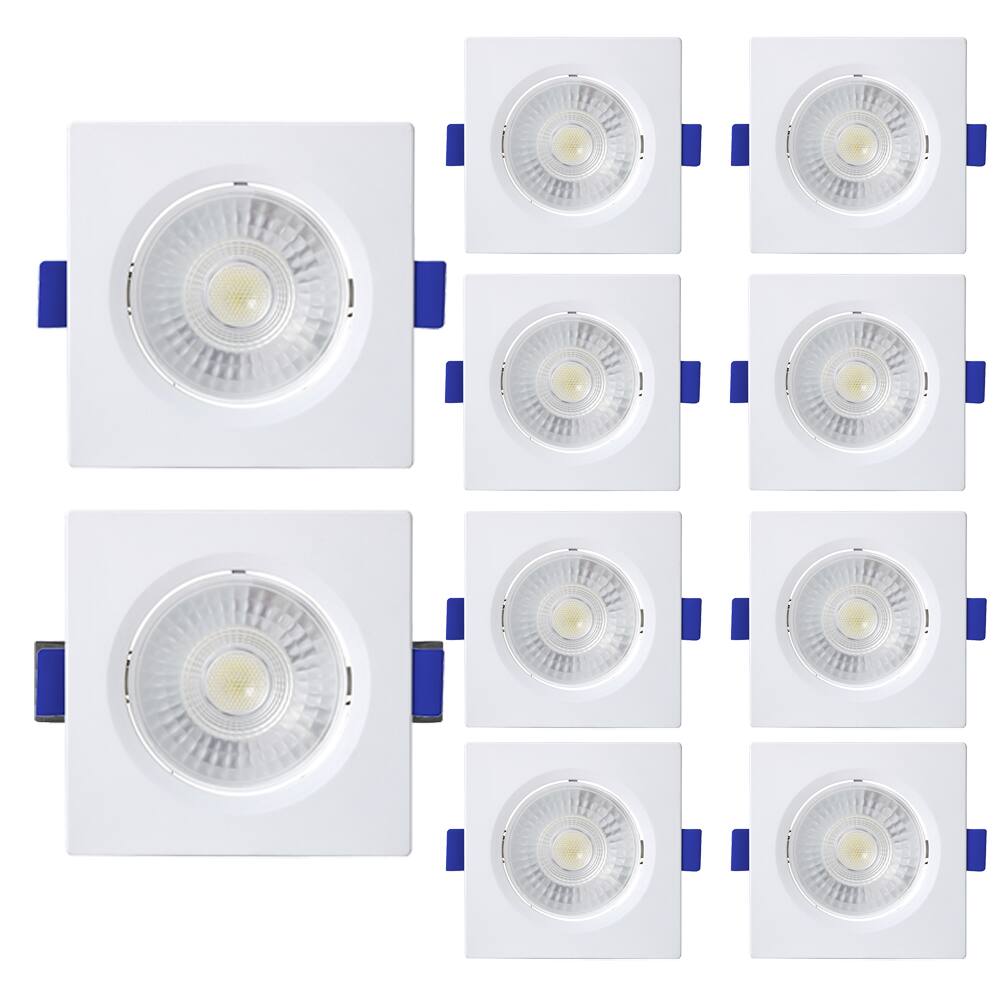 Kit 10 Spot de Led Embutir Slim MR11 Quadrado 3W Bivolt 3000K Quente