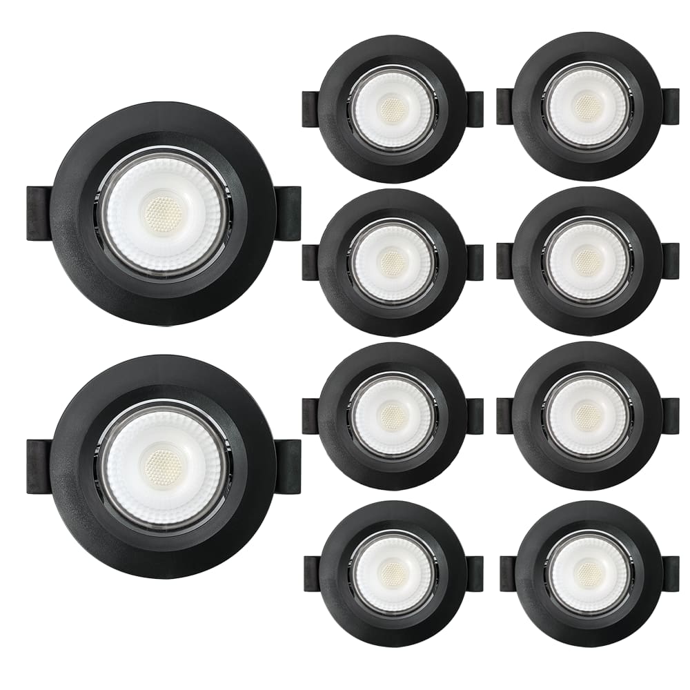 Kit 10 Spot de Led Embutir Slim MR16 Redondo 6W Preto Bivolt 3000K Quente