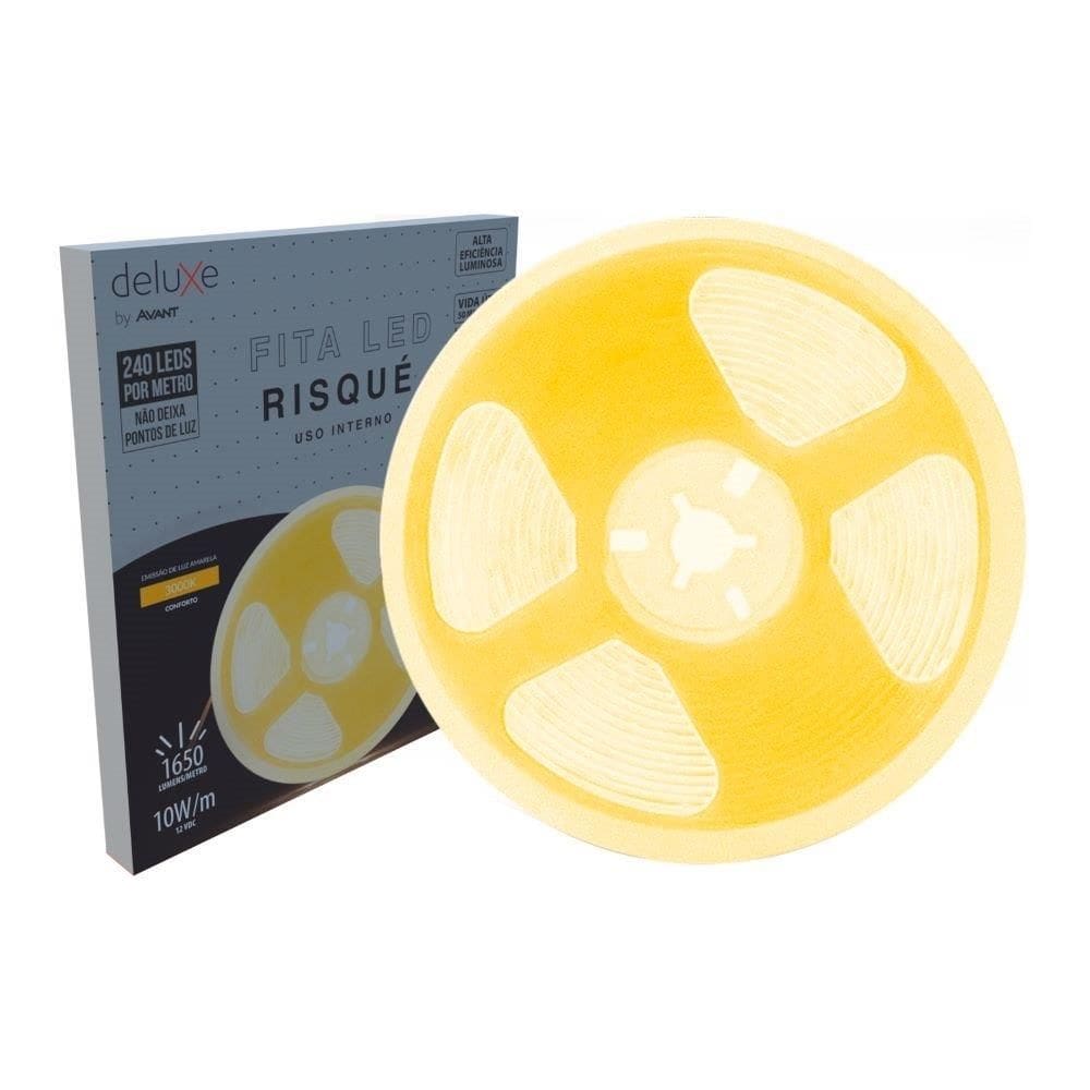 Fita LED Avant Risque Interno 10w/M 3000K IP20 5 Metros 12V Amarelo
