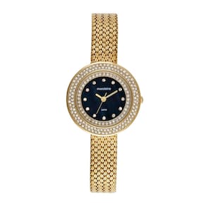 Relógio MONDAINE feminino strass dourado preto 32823LPMVDE2