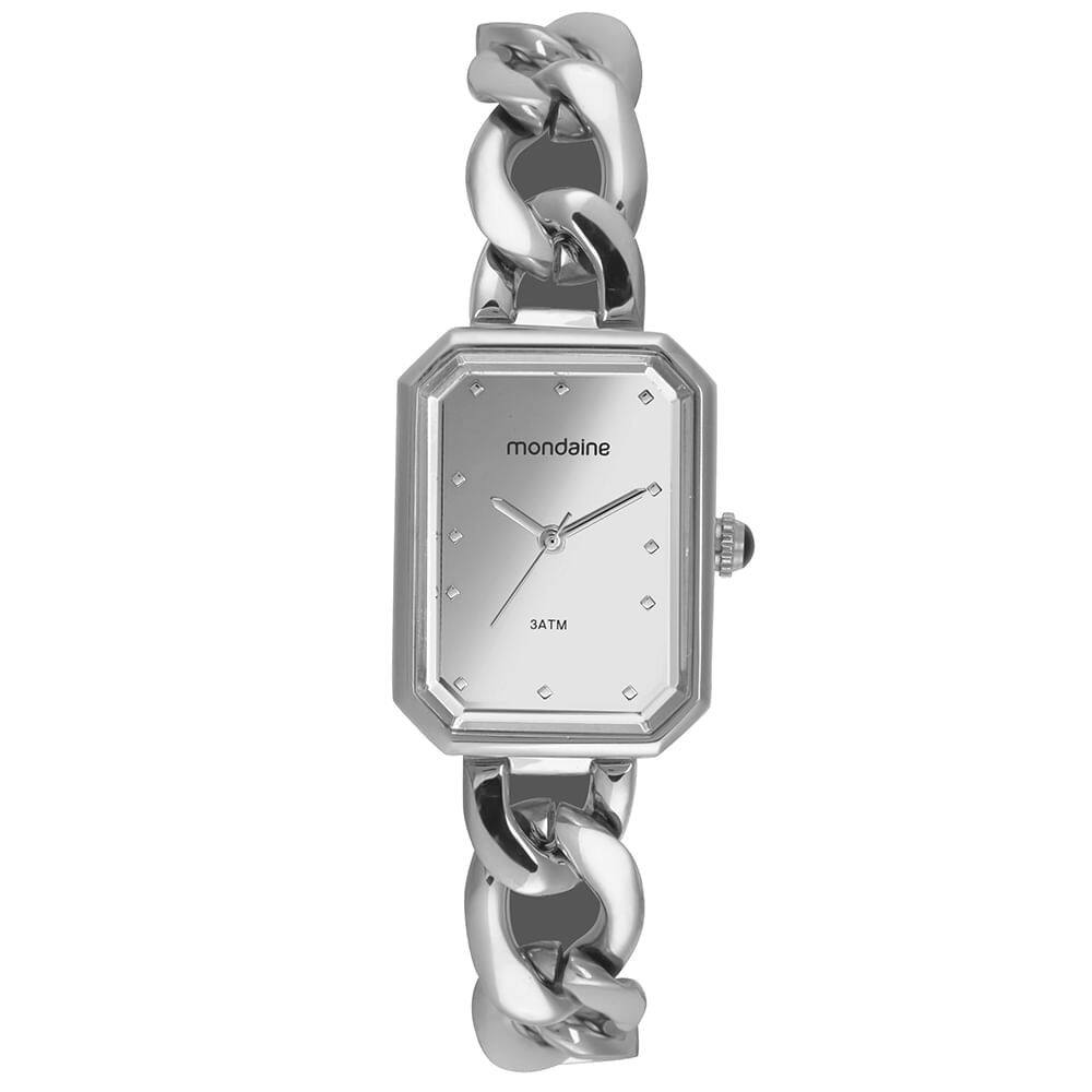 Relógio MONDAINE feminino prata espelhado 32754L0MVNM3