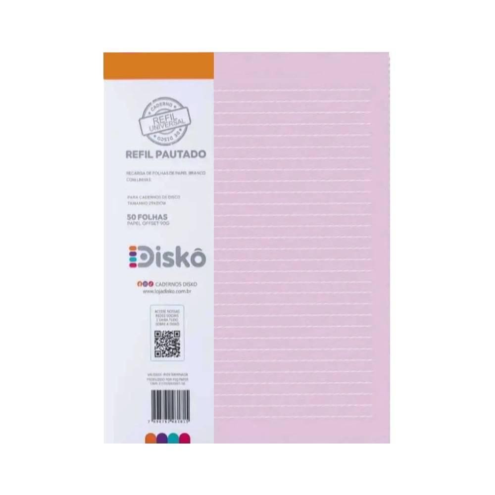 Refil Pautado Disko Rosa C/50 Fls M 18X24,2Cm Rf22C071