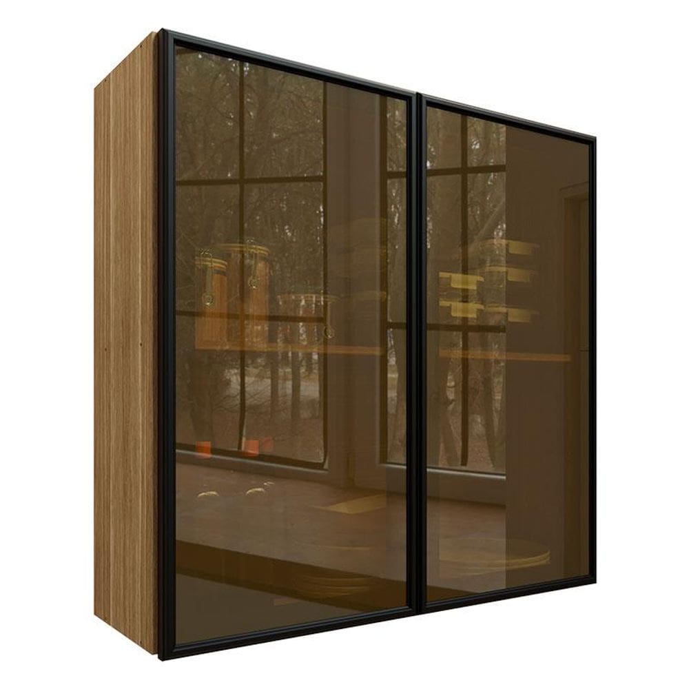 Armário Aéreo Art 6001 2 Portas de Vidro 80 cm Freijó ABS Preto - Kits Paraná