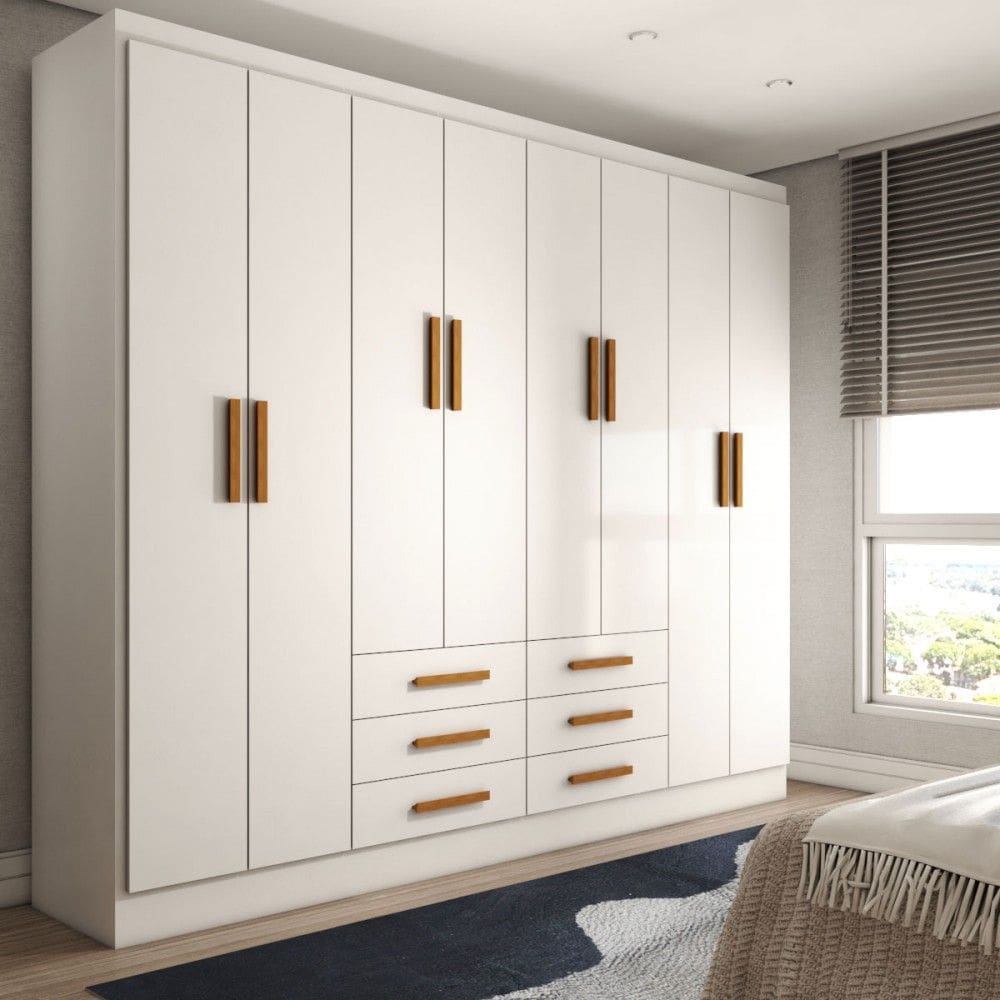 Guarda-Roupa Casal Hilton 8 Portas 6 Gavetas Branco - Panorama Móveis