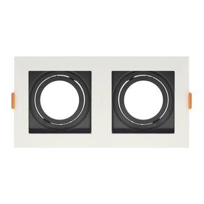 Spot de Embutir Quadrado Recuado Duplo Mr16 Direcionável Branco com Preto