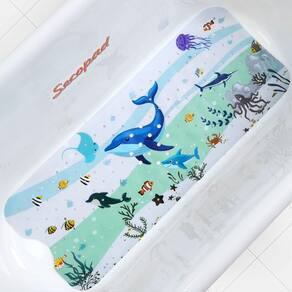 Tapete de banho para bebês Secopad Cartoon Non Slip 40 cm x 100 cm azul