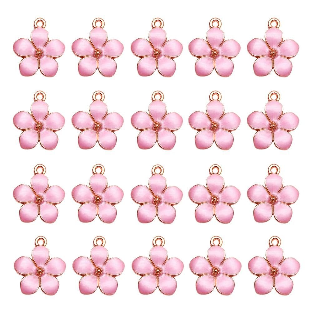 Pingente SSYHQAX esmaltado banhado a ouro em flores de cerejeira x30