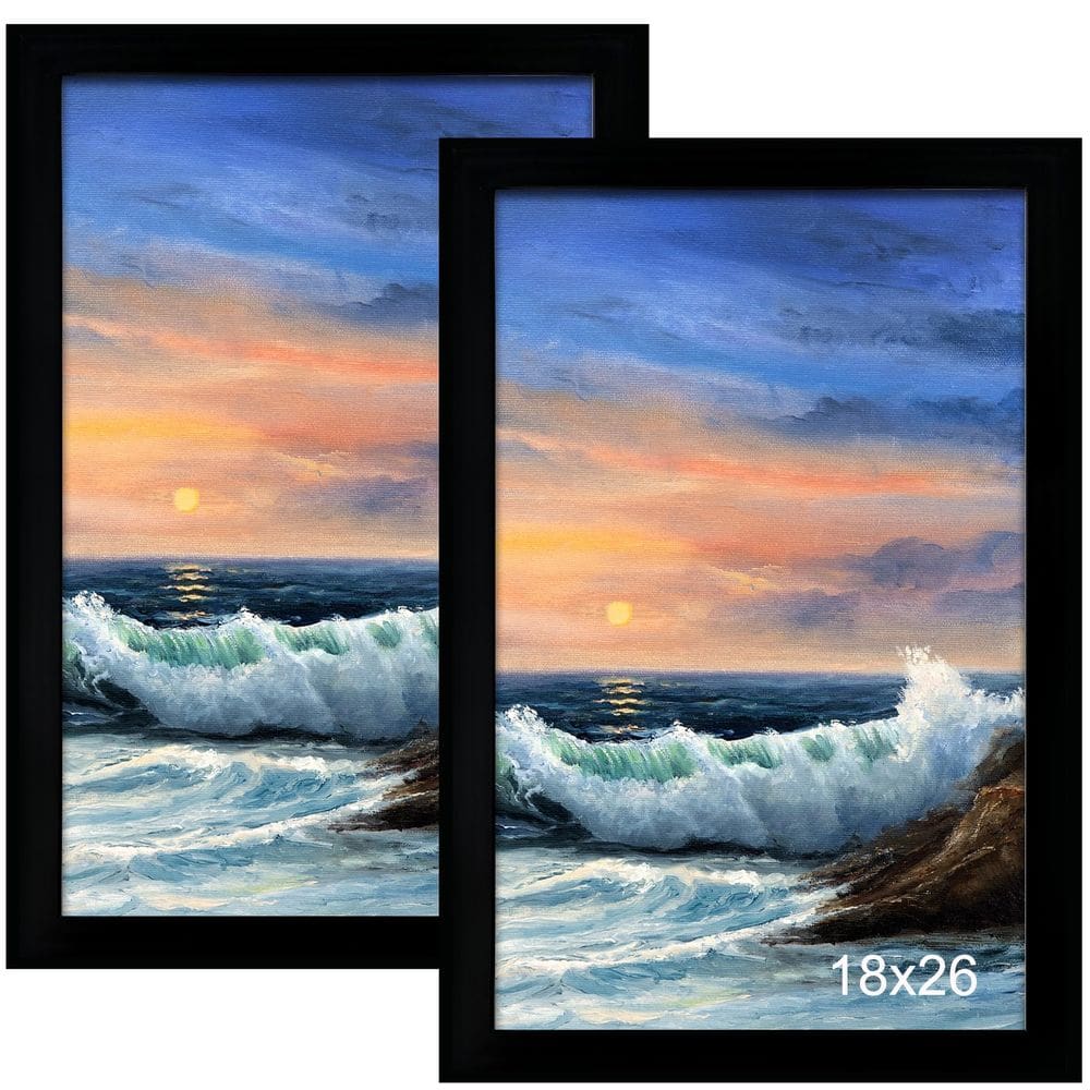 Porta-retratos LUCKYLIFE 18x26cm para pendurar na parede em MDF preto x2