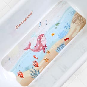 Tapete de banho para bebês Secopad Cartoon Non Slip 100x40cm Rosy Whale