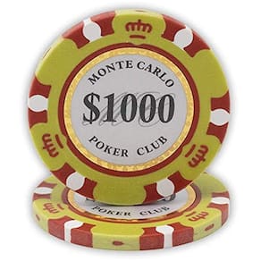 Fichas de pôquer DA VINCI Monte Carlo Poker Club 14g x50 amarelas