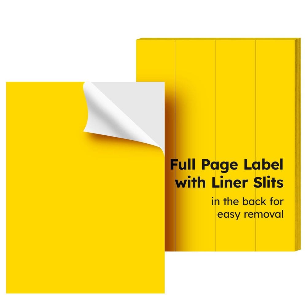 Etiquetas e adesivos S Superfine Printing Solar Yellow 8,5 x 11, pacote com 50