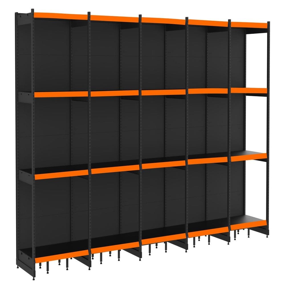 Rack Parede 202 Fit 60 Ate 5 Metros Preto 20 Bandeja Laranja