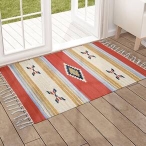 1 Tapete Capacho Kilim India 100% Algodão 50X70 M07
