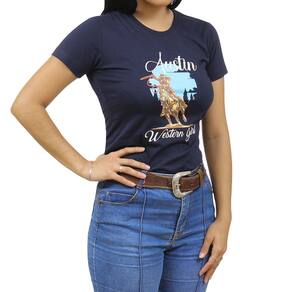 Camiseta Feminina Azul Marinho Austin Western 38031